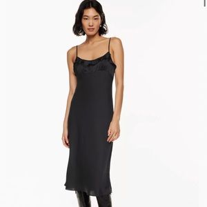 Black Satin Aritzia Midi Dress - Wedding Guest